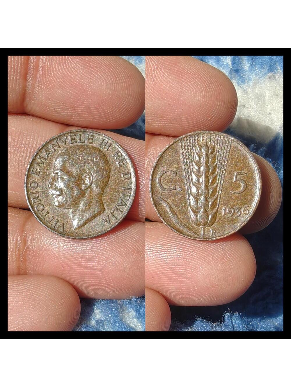 1936 Italy 5 Centesimi High Grade